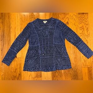 ONE WORLD Navy Patterned Women's Blouse